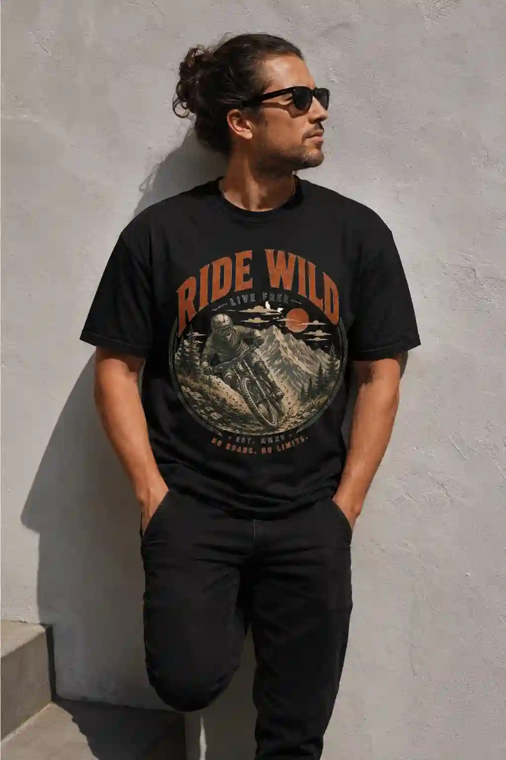 Vintage MTB Graphic Tee |Ride Wild Mountain Bike T-Shirt | Unisex Outdoor Rider Tee