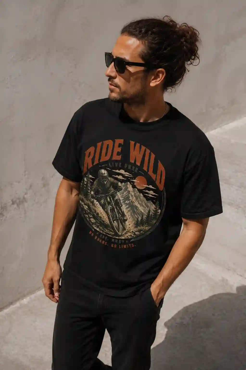 Vintage MTB Graphic Tee |Ride Wild Mountain Bike T-Shirt | Unisex Outdoor Rider Tee