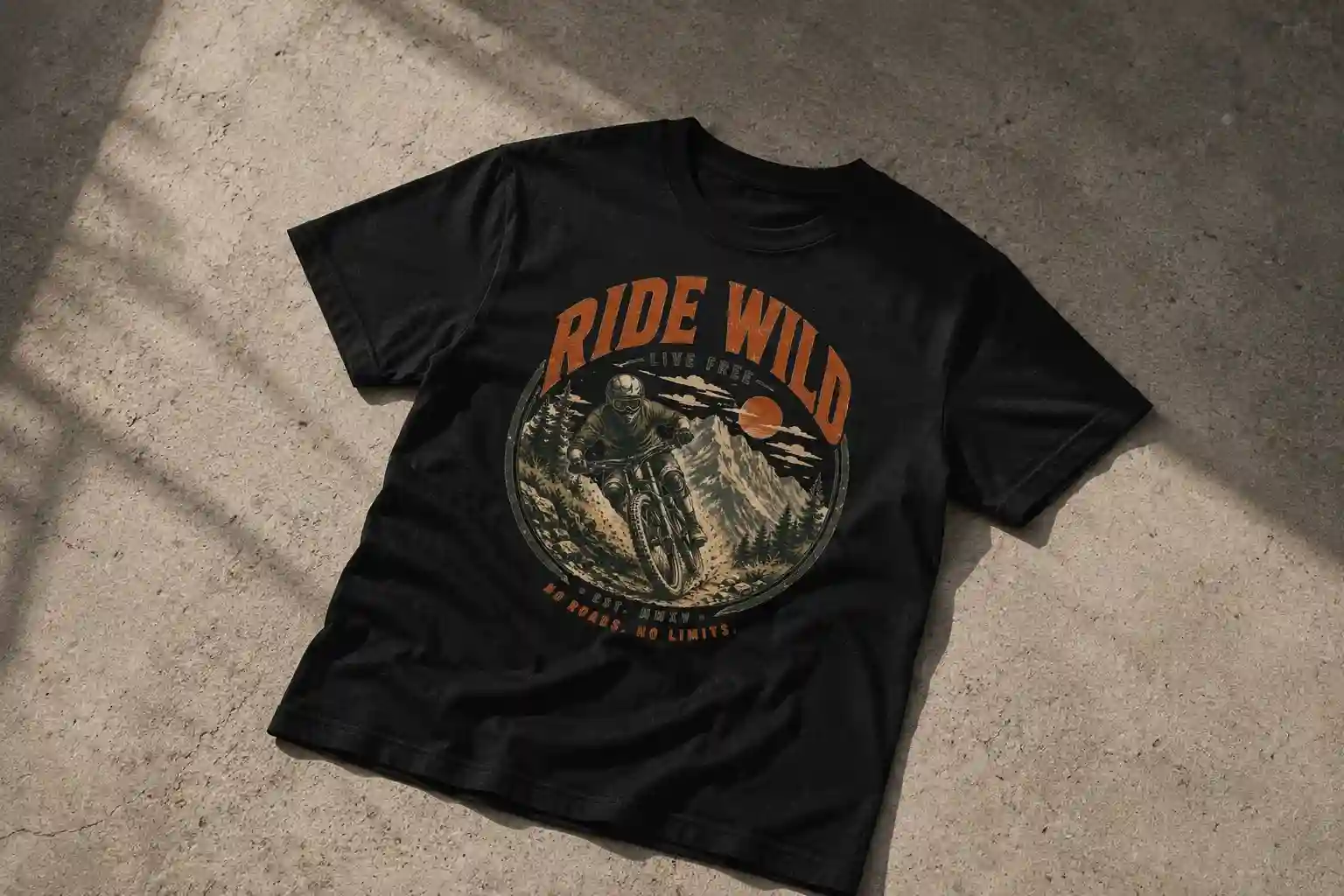 Vintage MTB Graphic Tee |Ride Wild Mountain Bike T-Shirt | Unisex Outdoor Rider Tee
