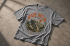Vintage MTB Graphic Tee |Ride Wild Mountain Bike T-Shirt | Unisex Outdoor Rider Tee
