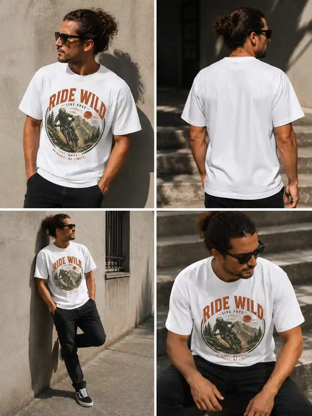 Vintage MTB Graphic Tee |Ride Wild Mountain Bike T-Shirt | Unisex Outdoor Rider Tee