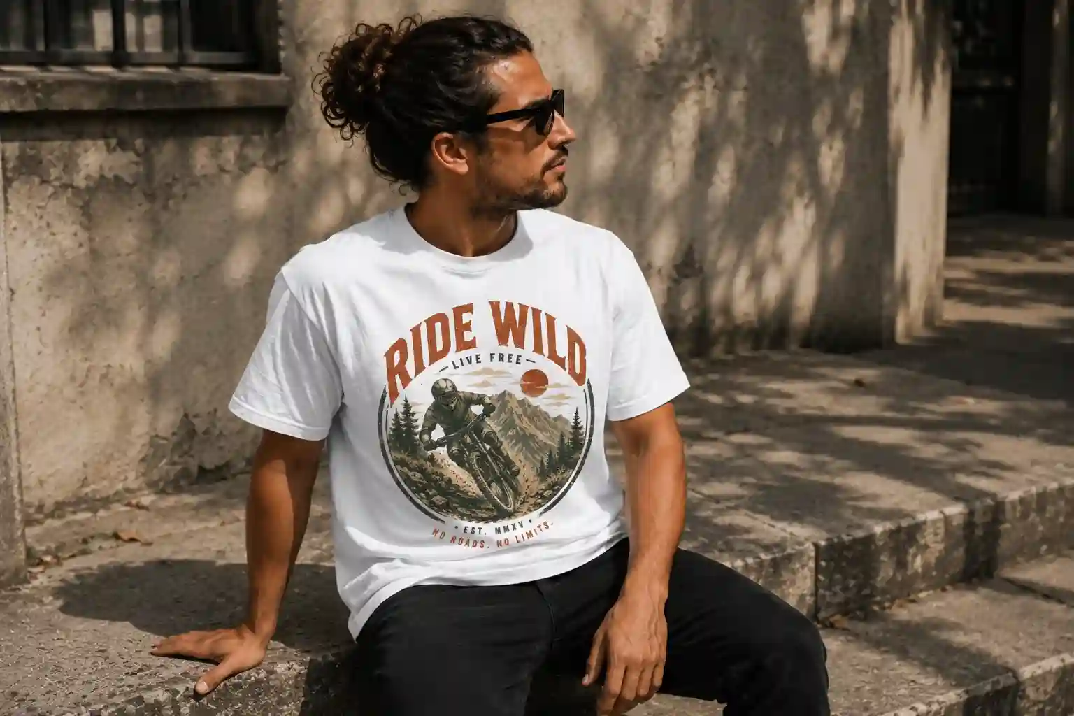 Vintage MTB Graphic Tee |Ride Wild Mountain Bike T-Shirt | Unisex Outdoor Rider Tee
