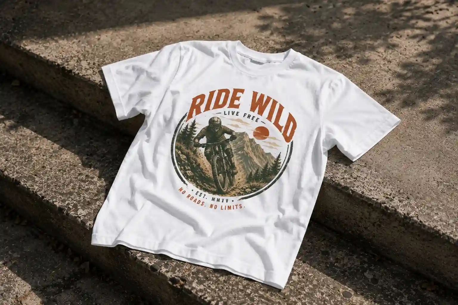 Vintage MTB Graphic Tee |Ride Wild Mountain Bike T-Shirt | Unisex Outdoor Rider Tee
