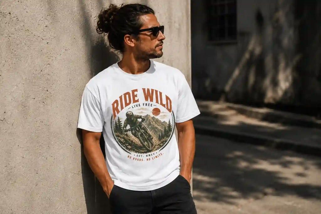 Vintage MTB Graphic Tee |Ride Wild Mountain Bike T-Shirt | Unisex Outdoor Rider Tee
