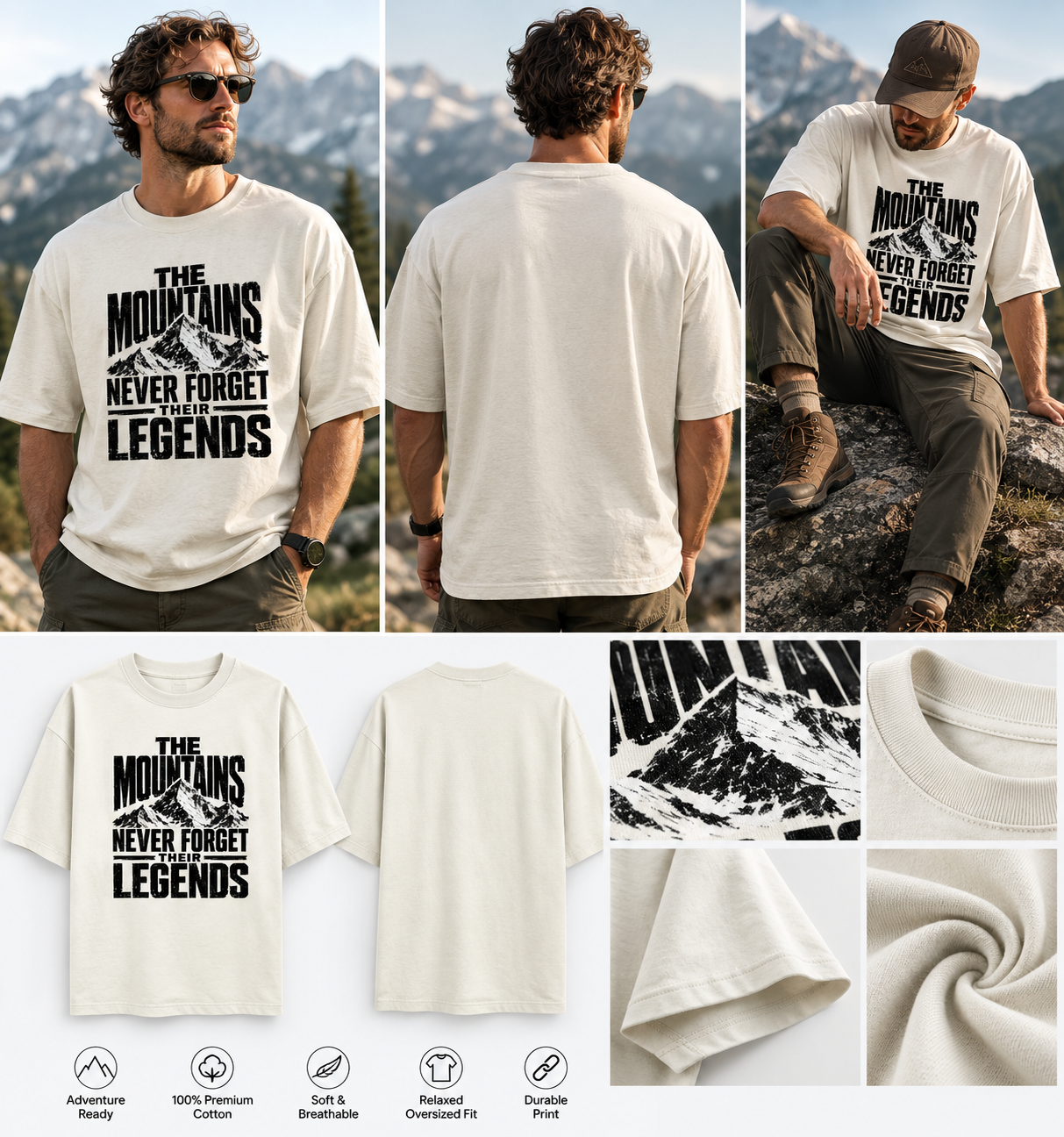 The Mountains Never Forget Their Legends – Vintage Mountain Graphic T-Shirt
