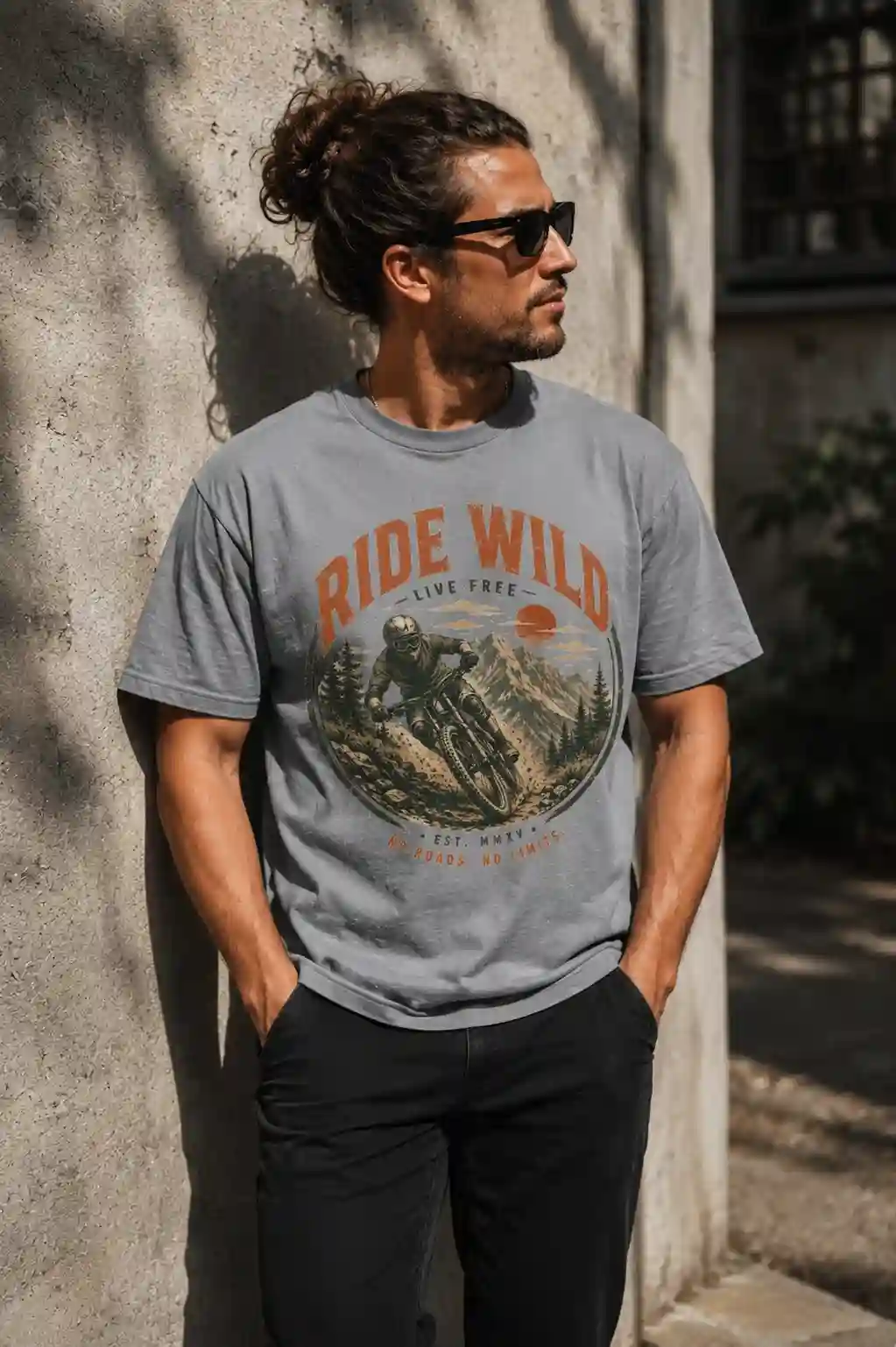 Vintage MTB Graphic Tee |Ride Wild Mountain Bike T-Shirt | Unisex Outdoor Rider Tee