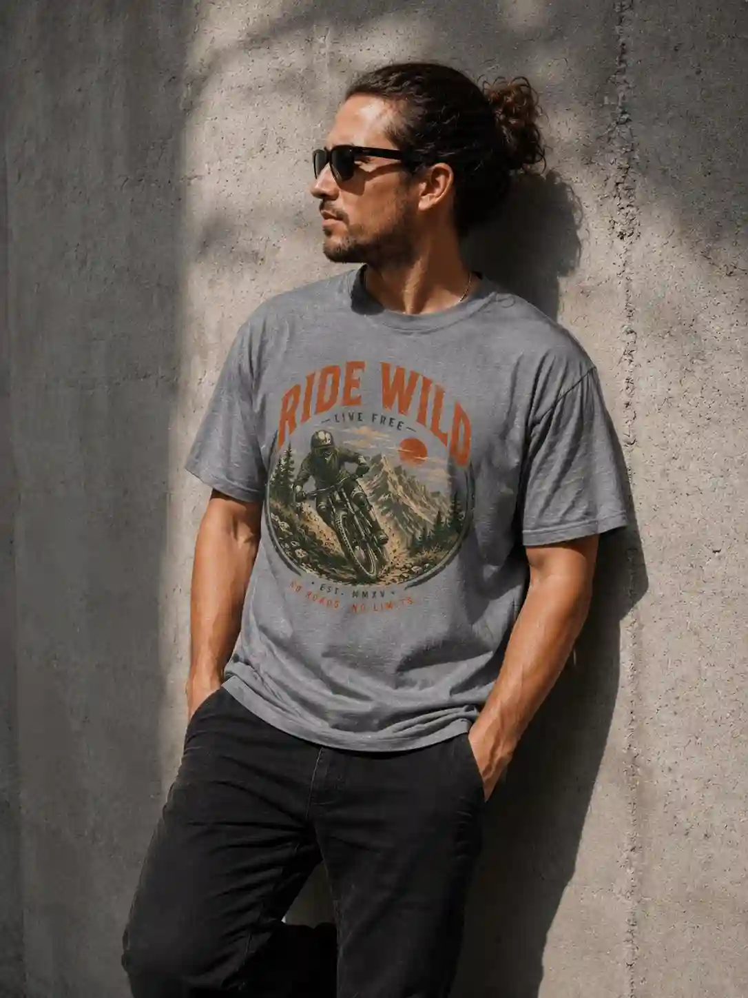 Vintage MTB Graphic Tee |Ride Wild Mountain Bike T-Shirt | Unisex Outdoor Rider Tee