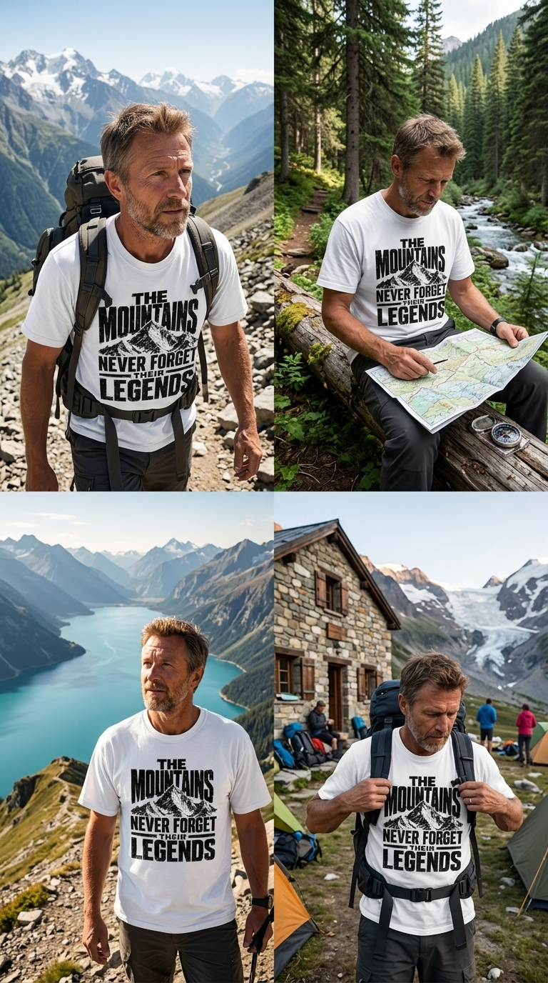 The Mountains Never Forget Their Legends – Vintage Mountain Graphic T-Shirt
