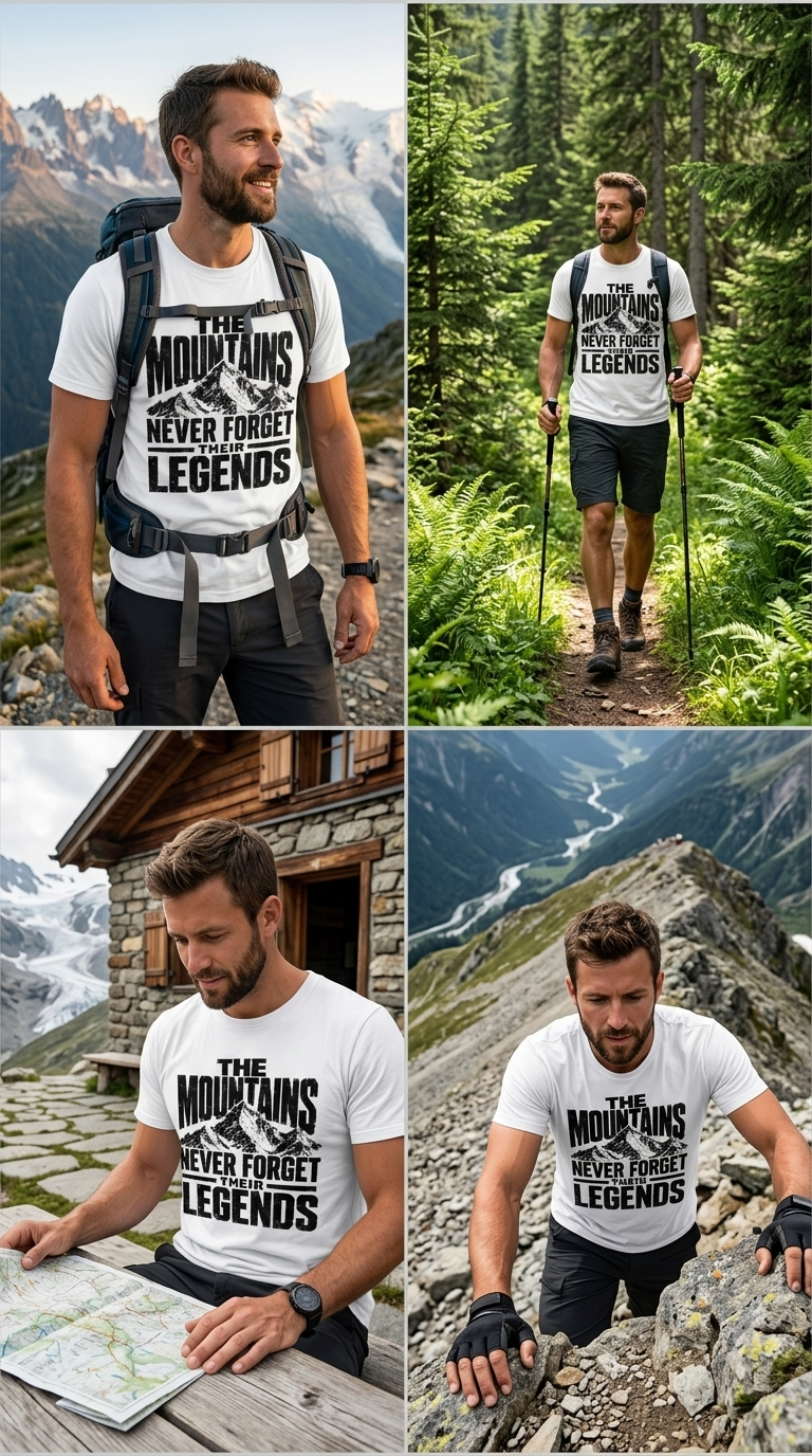 The Mountains Never Forget Their Legends – Vintage Mountain Graphic T-Shirt