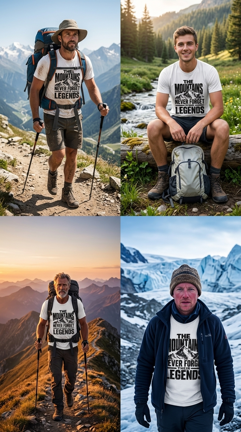 The Mountains Never Forget Their Legends – Vintage Mountain Graphic T-Shirt