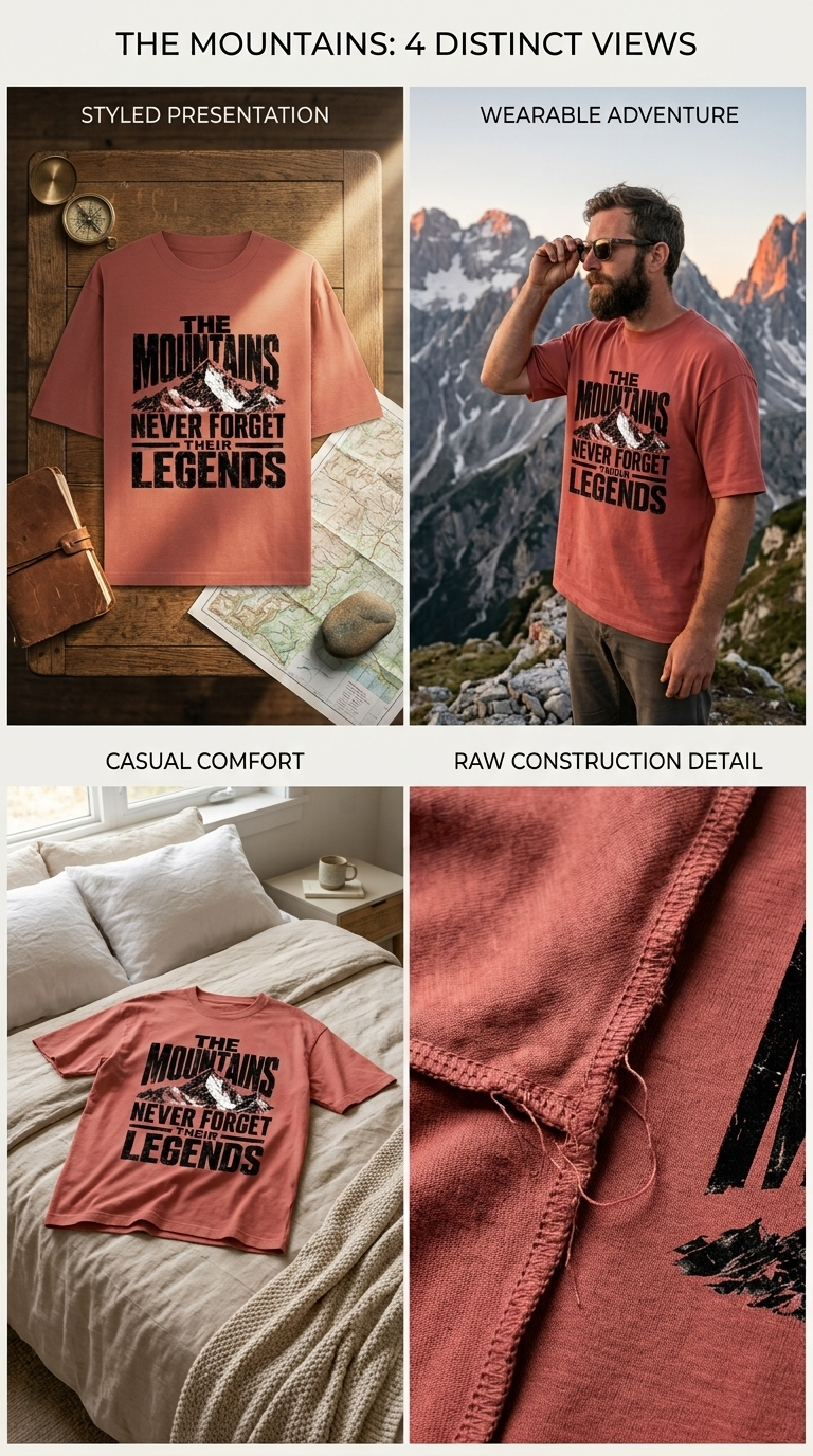 The Mountains Never Forget Their Legends – Vintage Mountain Graphic T-Shirt
